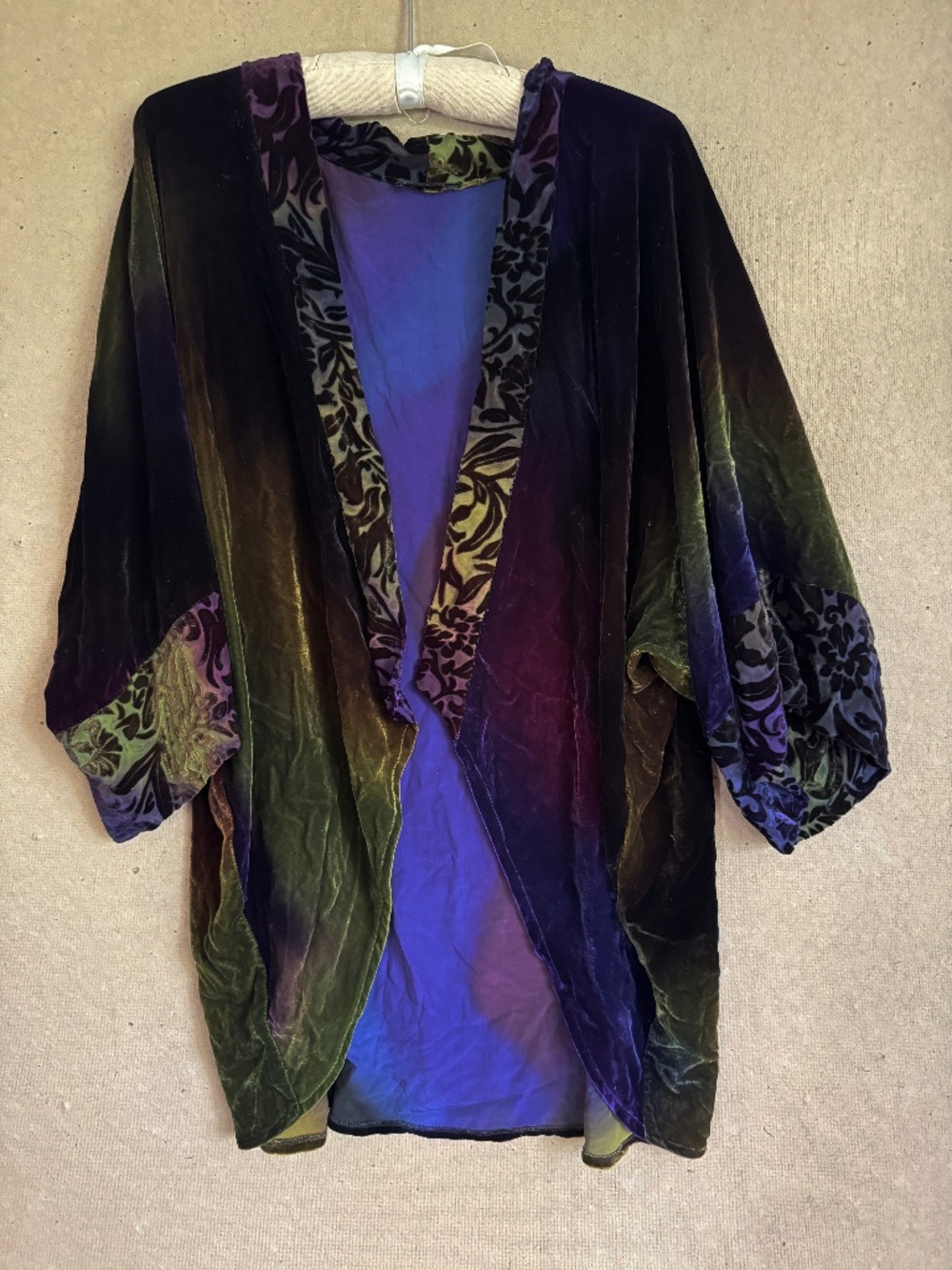 Exquisite Silk Velvet Hand Painted Kimono Style Jacket